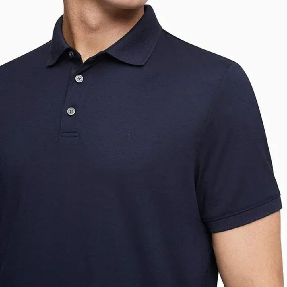 Calvin Klein Men Liquid Touch Short Sleeve Polo Shirt Navy Size M